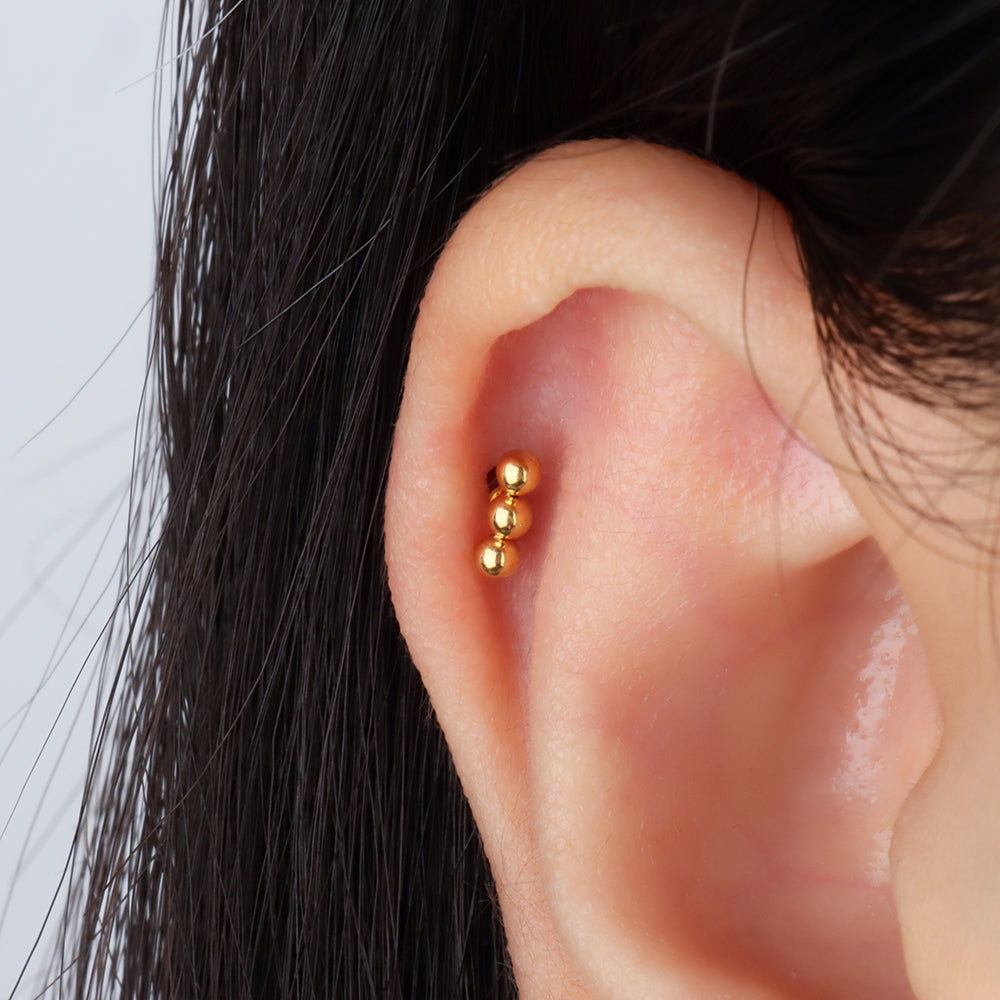 Basic Threadless Flatback Stud - Stainless Steel - Helix, Upper Lobe, Conch - Oumo Jewelry