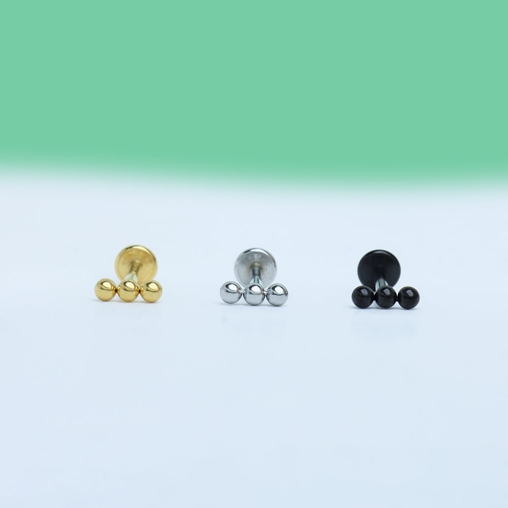 Basic Threadless Flatback Stud - Stainless Steel - Helix, Upper Lobe, Conch - Oumo Jewelry