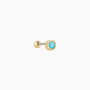 Basic Turquoise Stud - Stainless Steel - Upper Lobe, Helix, Flat - Oumo Jewelry