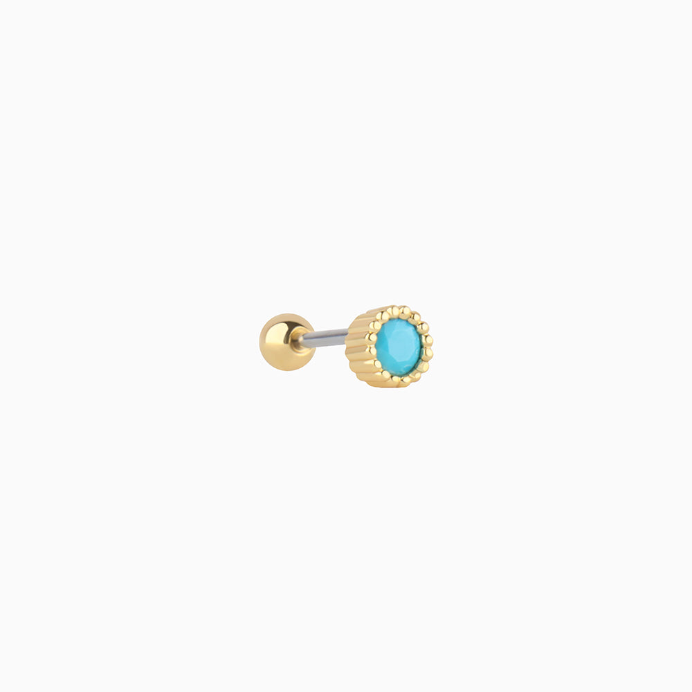 Basic Turquoise Stud - Stainless Steel - Upper Lobe, Helix, Flat - Oumo Jewelry