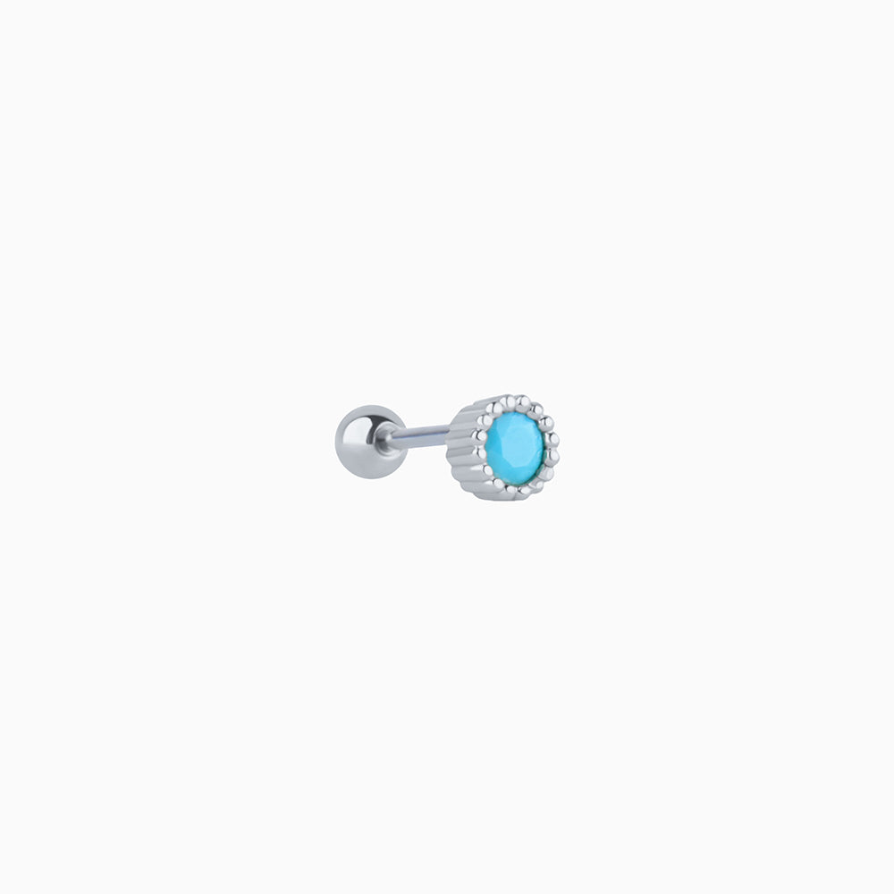 Basic Turquoise Stud - Stainless Steel - Upper Lobe, Helix, Flat - Oumo Jewelry