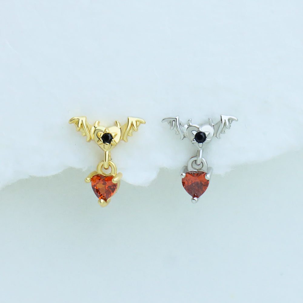 Bat Heart Drop Earring - OhmoJewelry