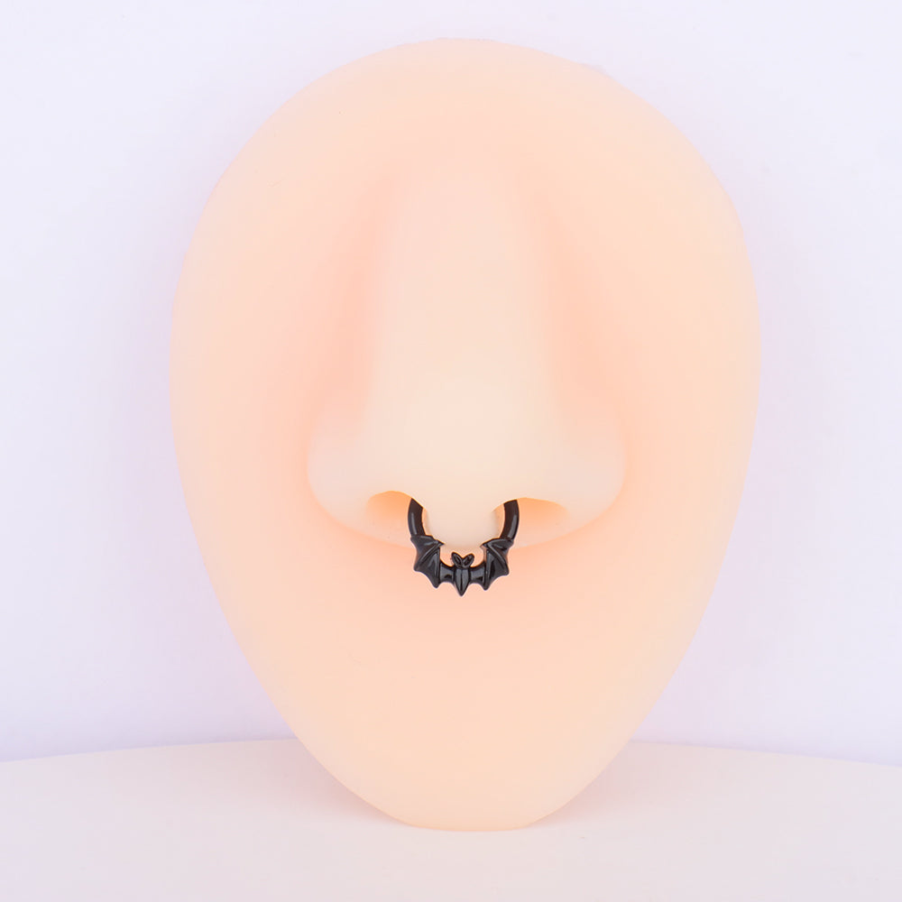Bat Nose Ring Clicker - Stainless Steel - Daith, Septum - Oumo Jewelry