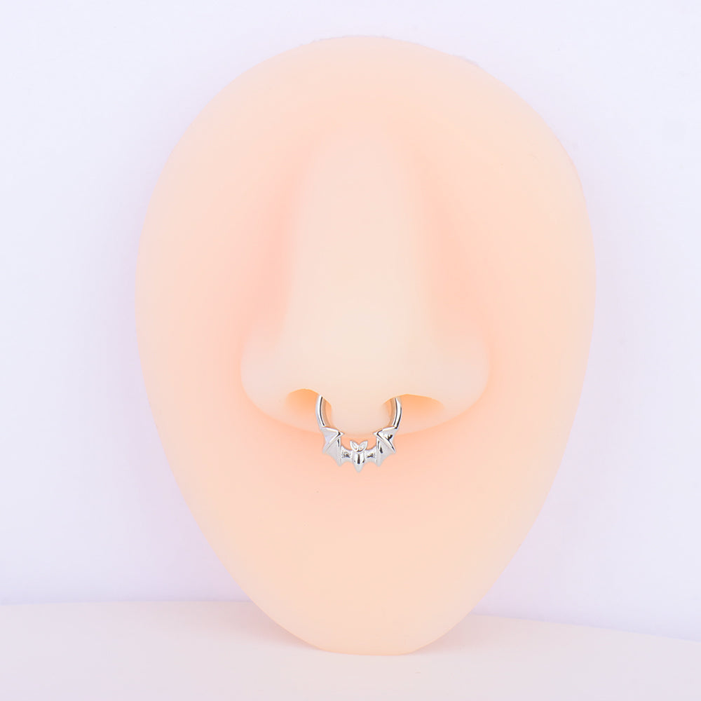 Bat Nose Ring Clicker - Stainless Steel - Daith, Septum - Oumo Jewelry