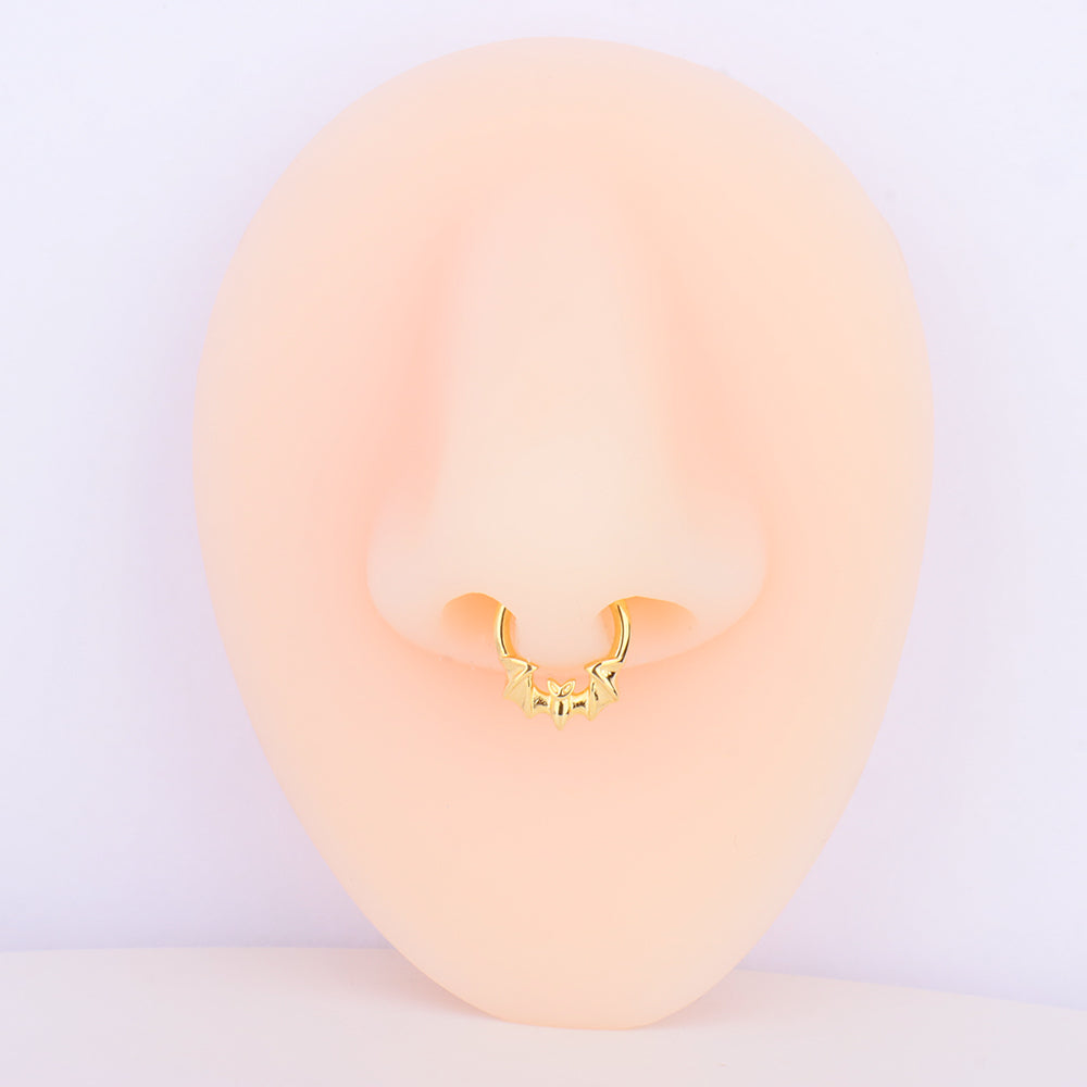 Bat Nose Ring Clicker - Stainless Steel - Daith, Septum - Oumo Jewelry
