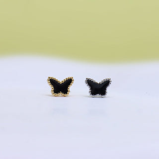 Black Enamel Butterfly Stud - OhmoJewelry