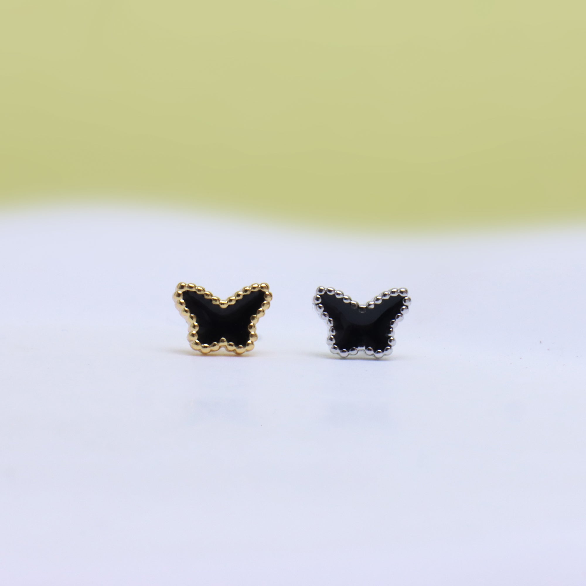 Black Enamel Butterfly Stud - OhmoJewelry