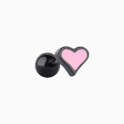 Black&amp;Pink Heart Stud - OhmoJewelry