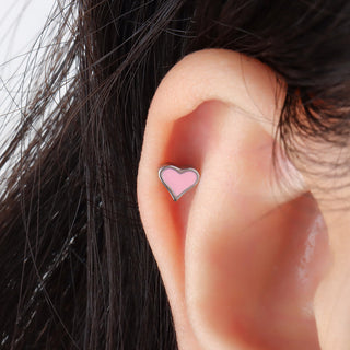 Black&Pink Heart Stud - OhmoJewelry