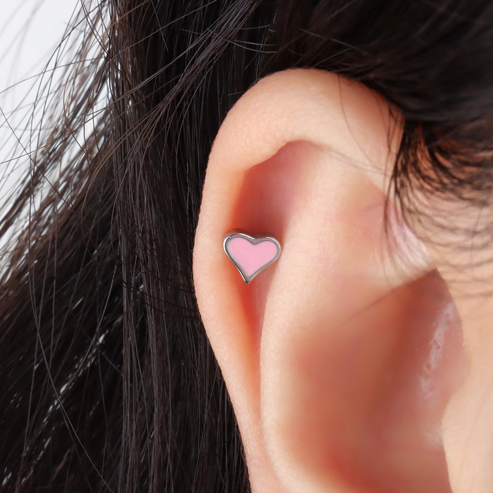 Black&amp;Pink Heart Stud - OhmoJewelry