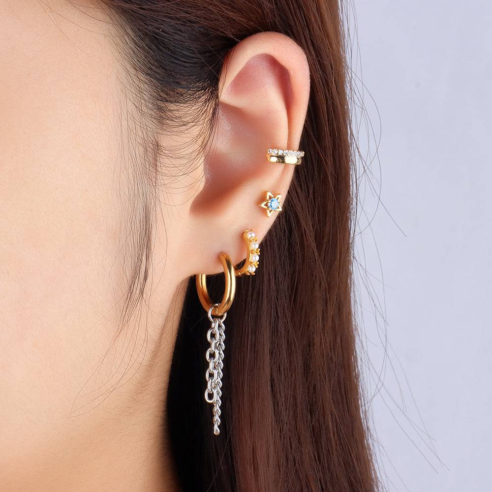 Beautiful Star Stud - Stainless Steel - Upper Lobe, Helix, Flat - Oumo Jewelry