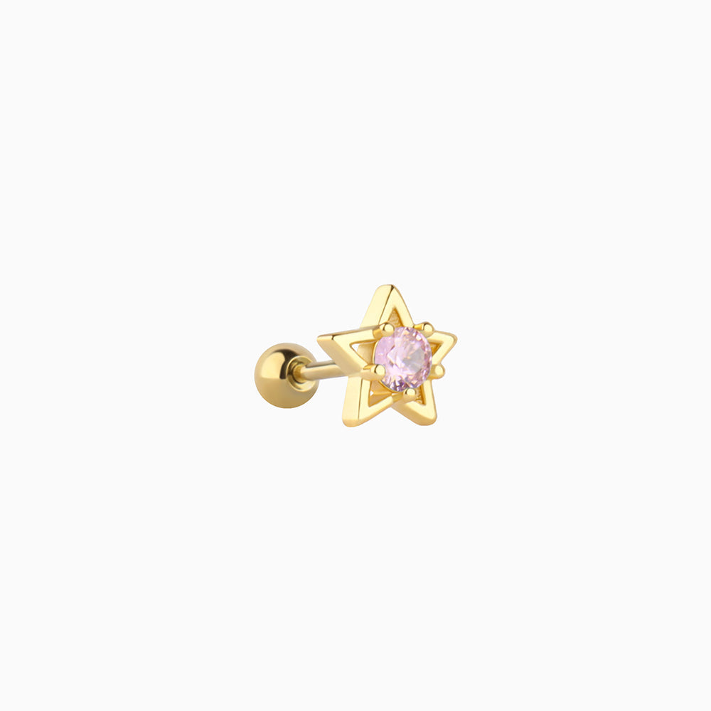 Beautiful Star Stud - Stainless Steel - Upper Lobe, Helix, Flat - Oumo Jewelry