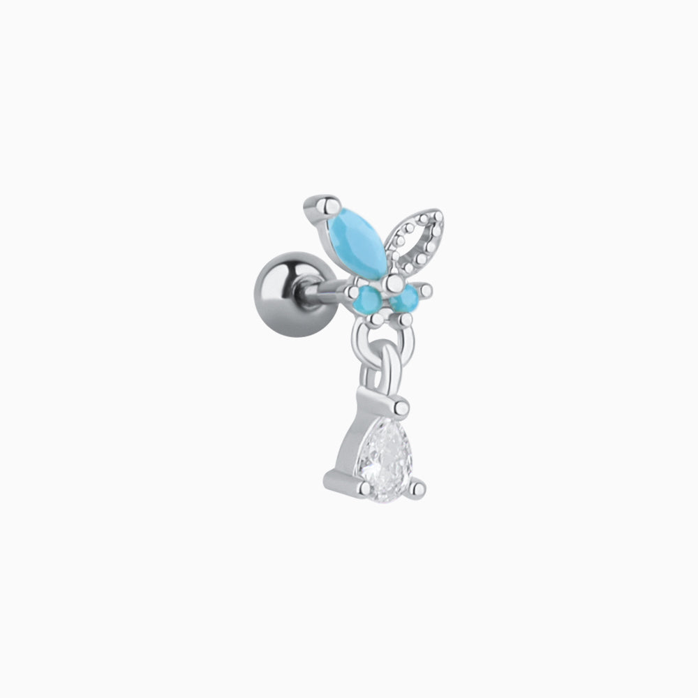 Butterfly Drop Earring - Stainless Steel - Upper Lobe, Flat - Oumo Jewelry