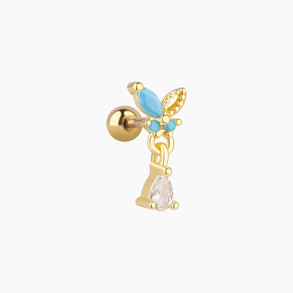 Butterfly Drop Earring - Stainless Steel - Upper Lobe, Flat - Oumo Jewelry