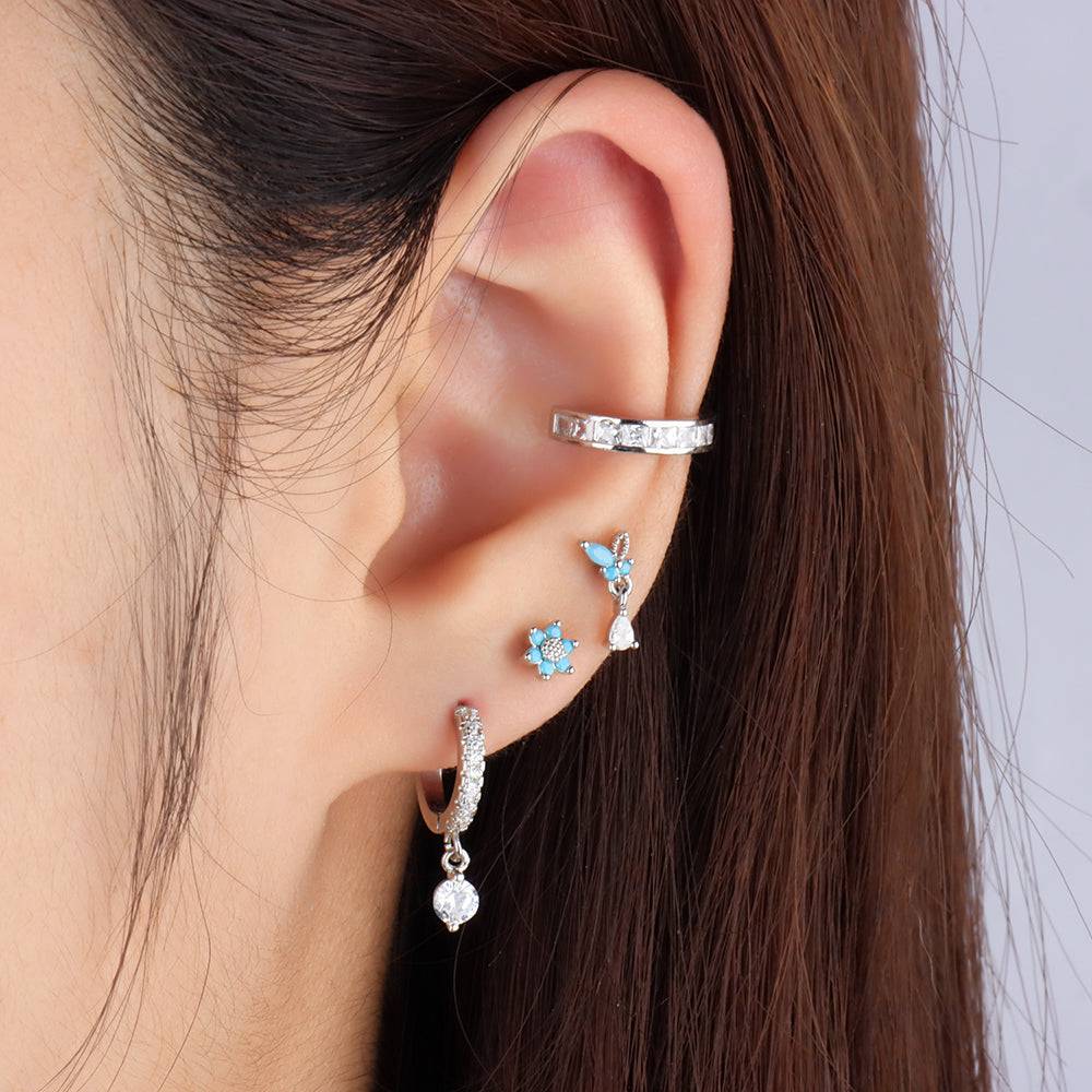 Butterfly Drop Earring - Stainless Steel - Upper Lobe, Flat - Oumo Jewelry