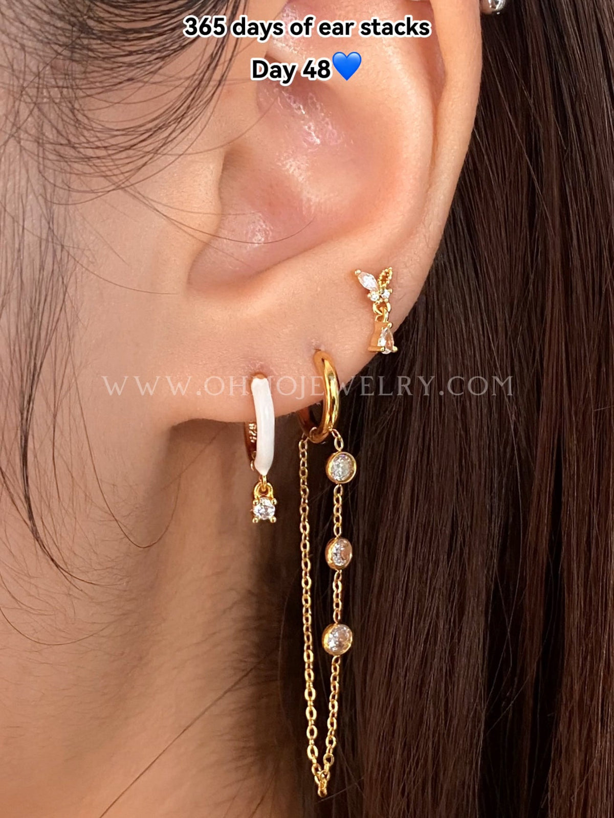 Butterfly Drop Earring - Stainless Steel - Upper Lobe, Flat - Oumo Jewelry