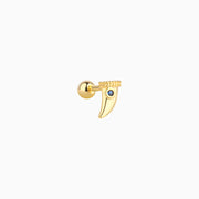Blue Gemstone Horn Stud - Stainless Steel - Upper Lobe, Helix - Oumo Jewelry
