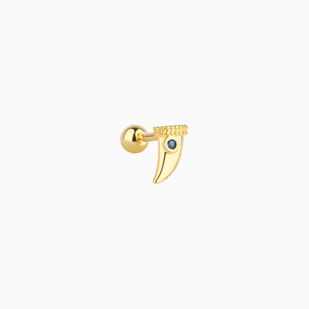 Blue Gemstone Horn Stud - Stainless Steel - Upper Lobe, Helix - Oumo Jewelry