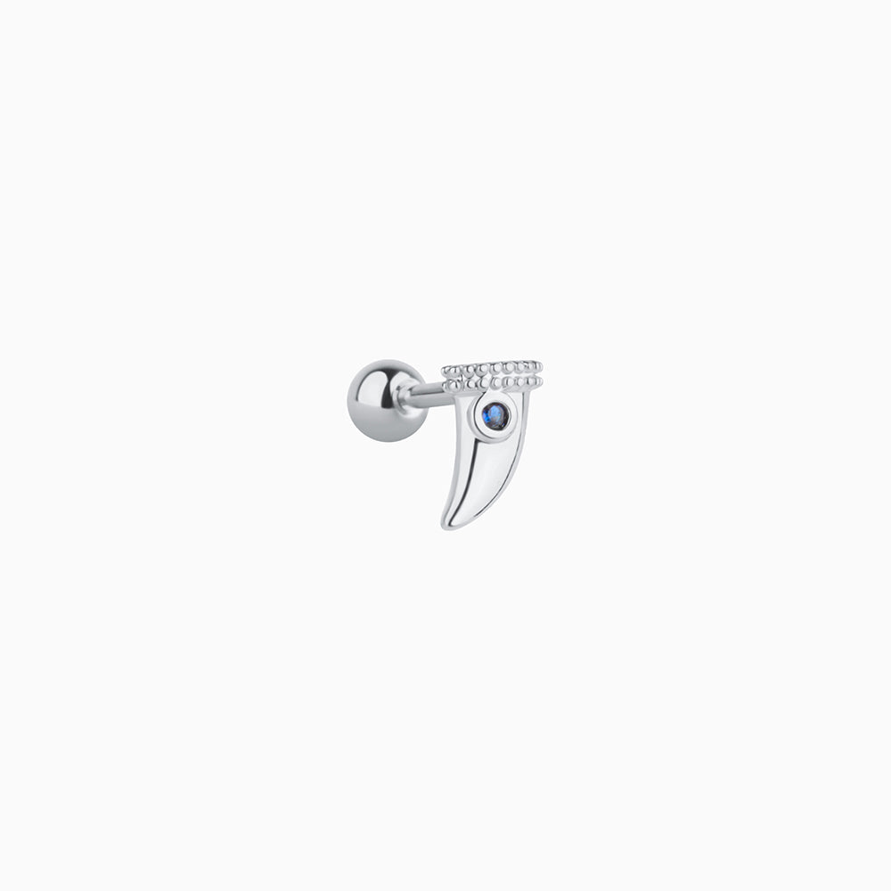 Blue Gemstone Horn Stud - Stainless Steel - Upper Lobe, Helix - Oumo Jewelry