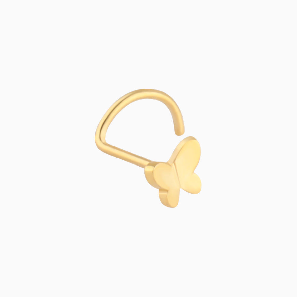 Butterfly Corkscrew Nose Ring - Stainless Steel - Nostril - Oumo Jewelry