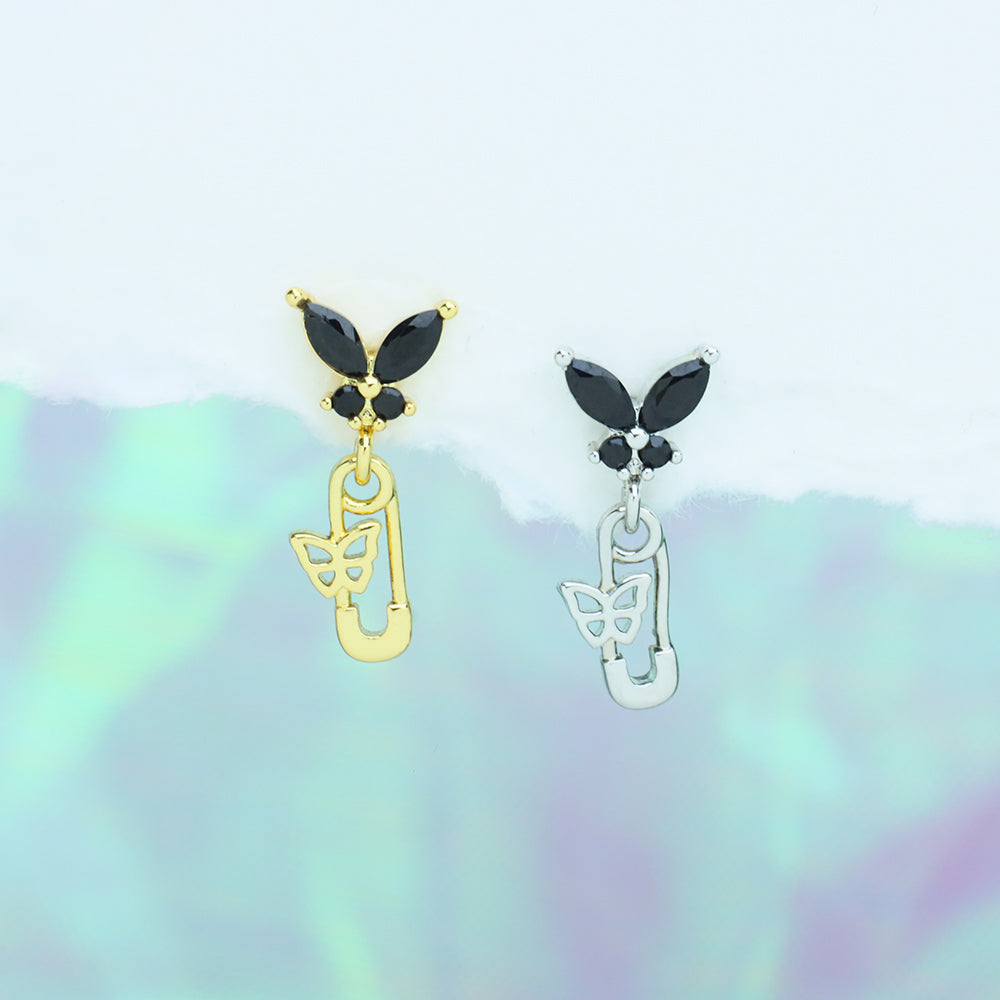 Butterfly Paperclip Drop - Stainless Steel - Upper Lobe, Flat - Oumo Jewelry