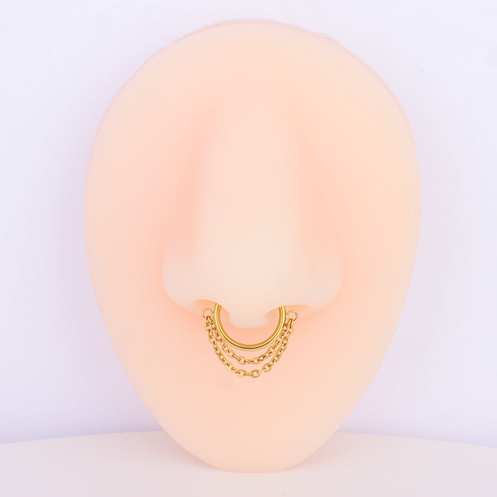 Chain Hoop Nose Ring - Stainless Steel - Septum - Oumo Jewelry