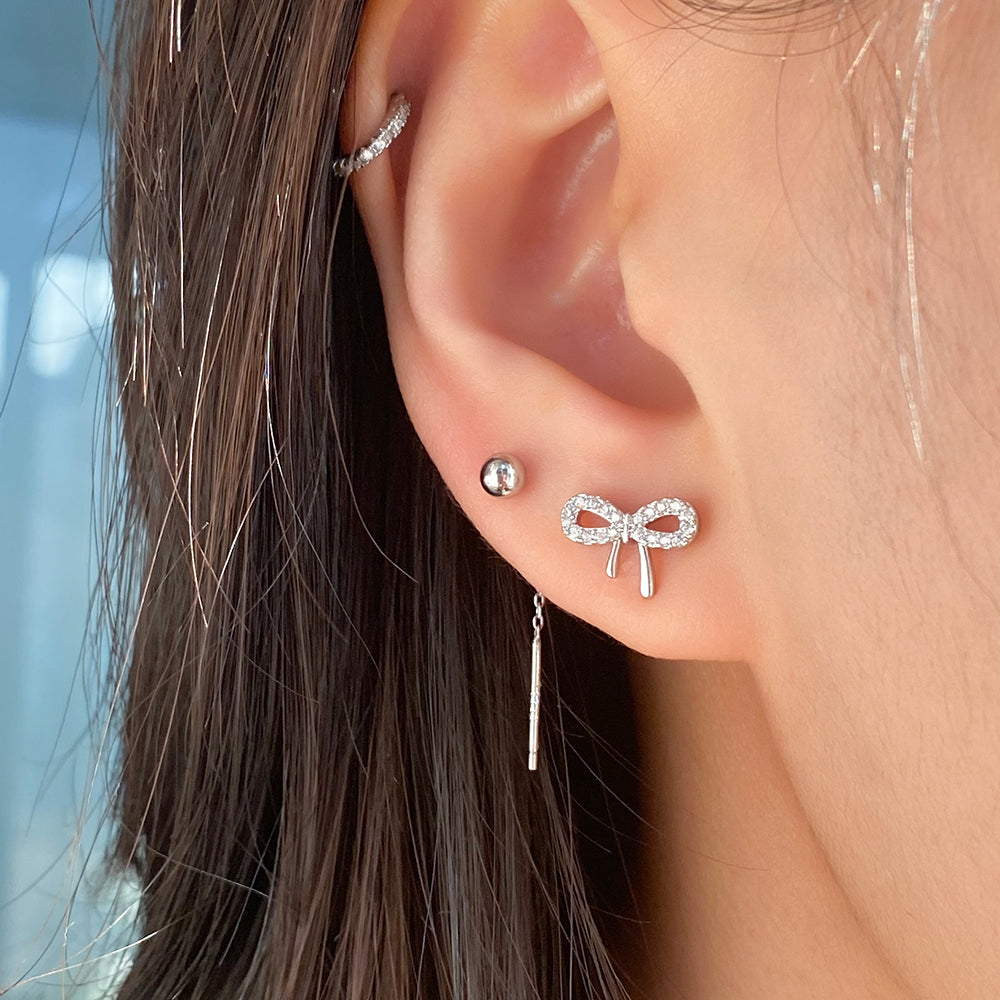 Charm Bow Stud - Stainless Steel - Upper Lobe, Helix - Oumo Jewelry