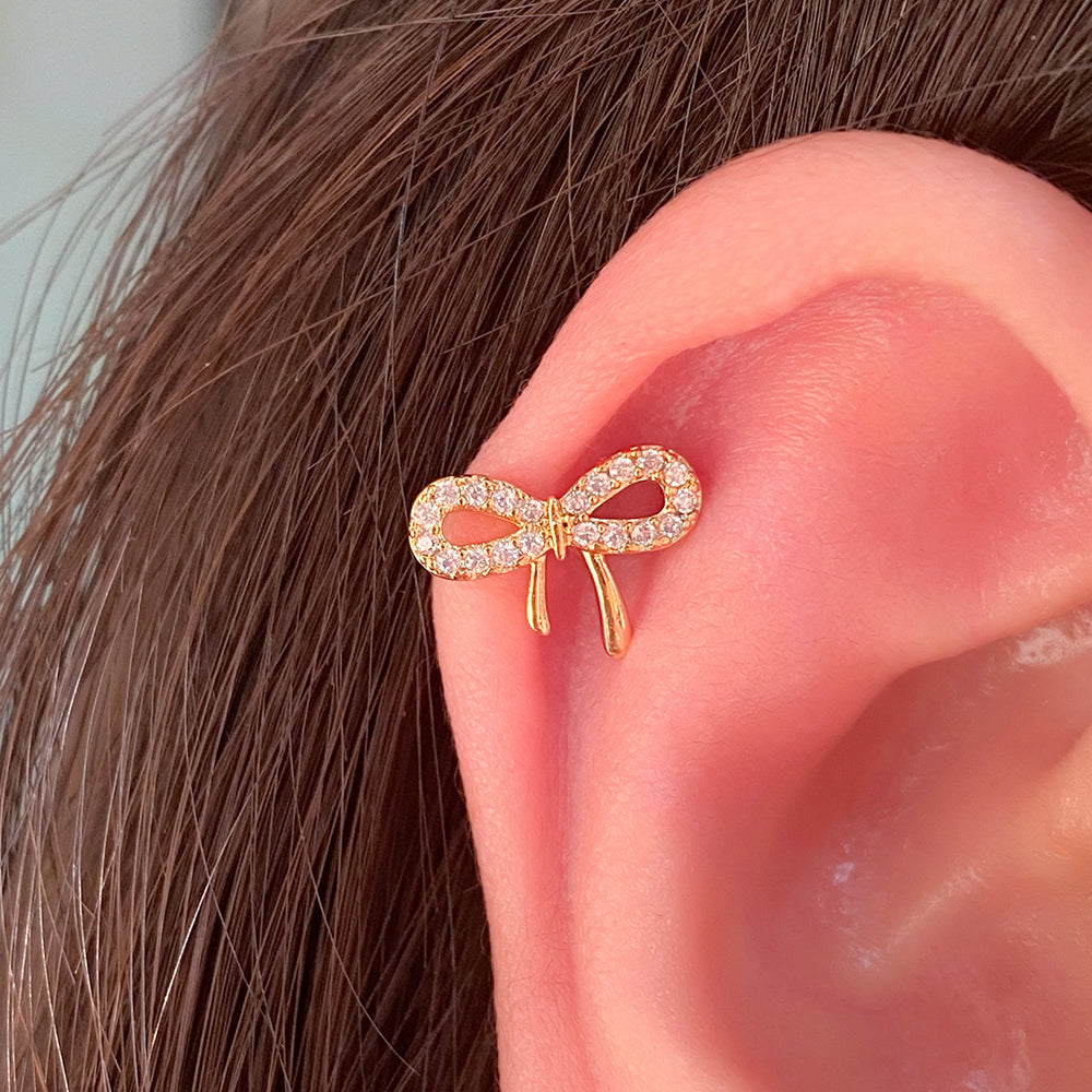 Charm Bow Stud - Stainless Steel - Upper Lobe, Helix - Oumo Jewelry