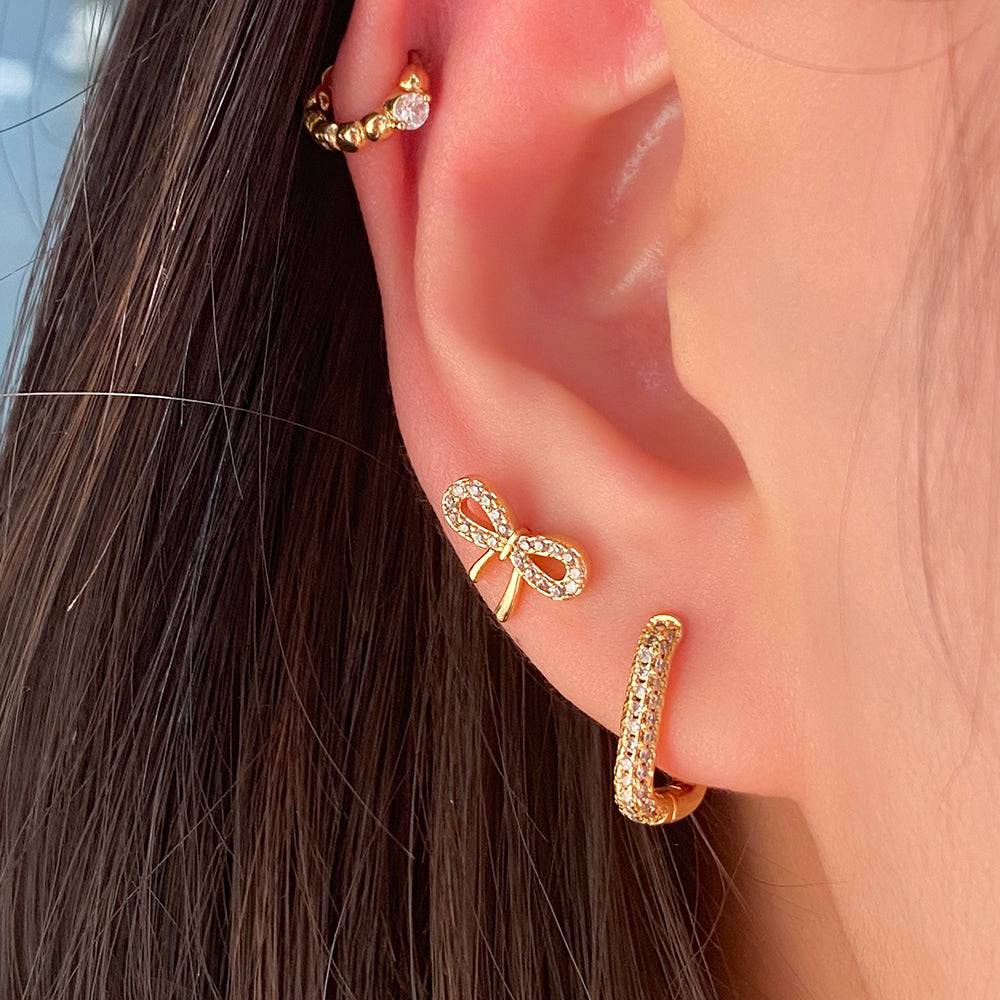 Charm Bow Stud - Stainless Steel - Upper Lobe, Helix - Oumo Jewelry