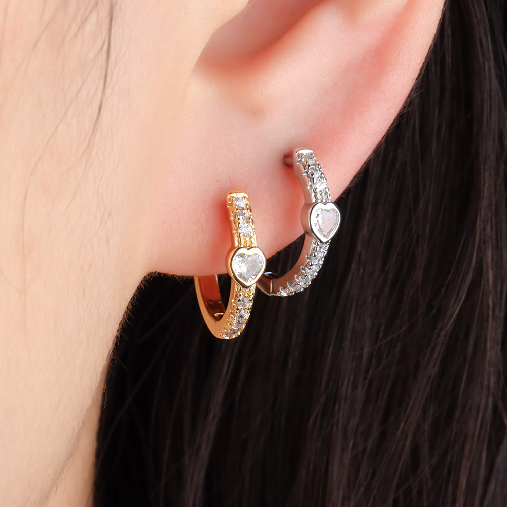 Charm Heart Hoop - Brass - Oumo Jewelry