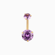 Charm Purple Gem Belly Ring - Stainless Steel - Navel - Oumo Jewelry