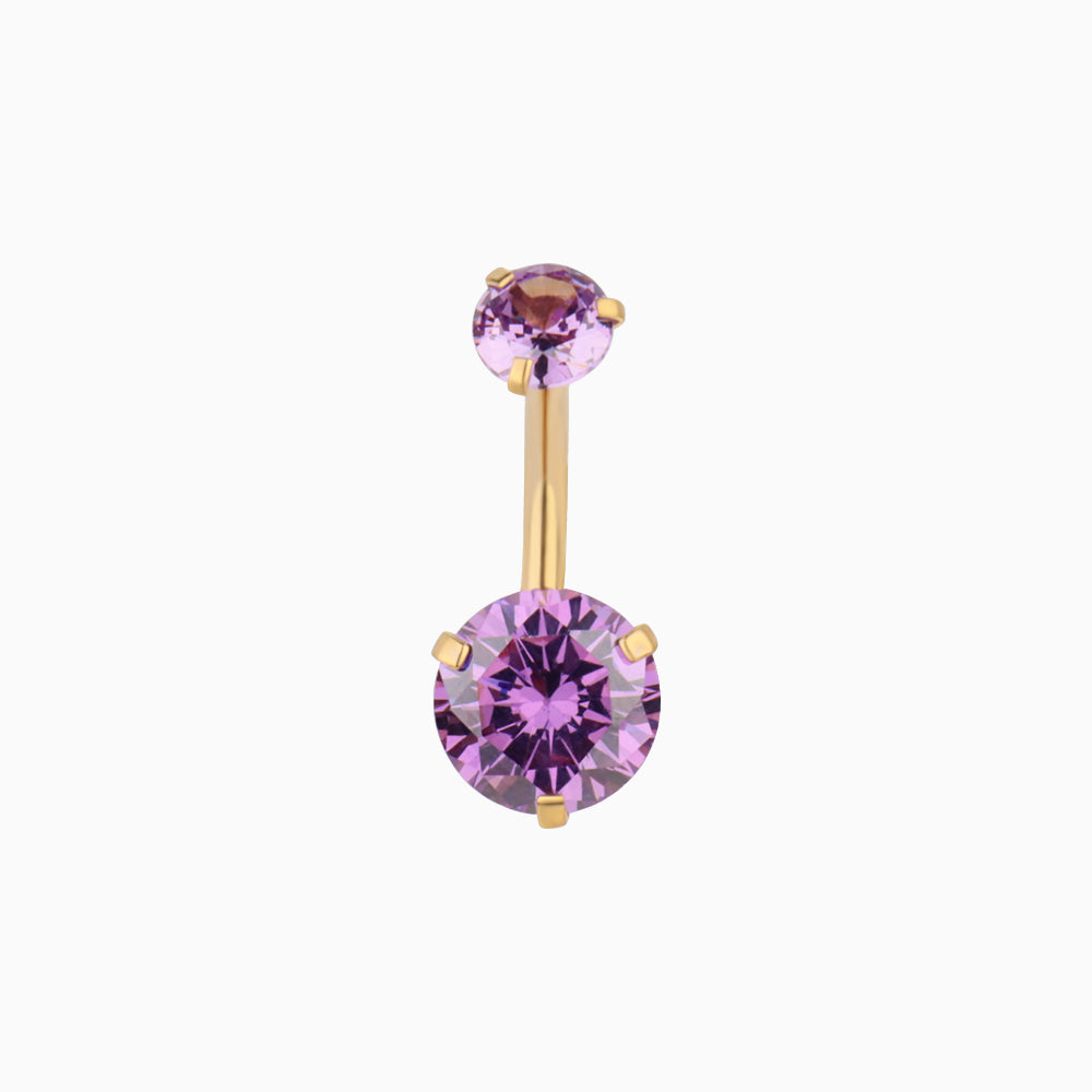 Charm Purple Gem Belly Ring - Stainless Steel - Navel - Oumo Jewelry