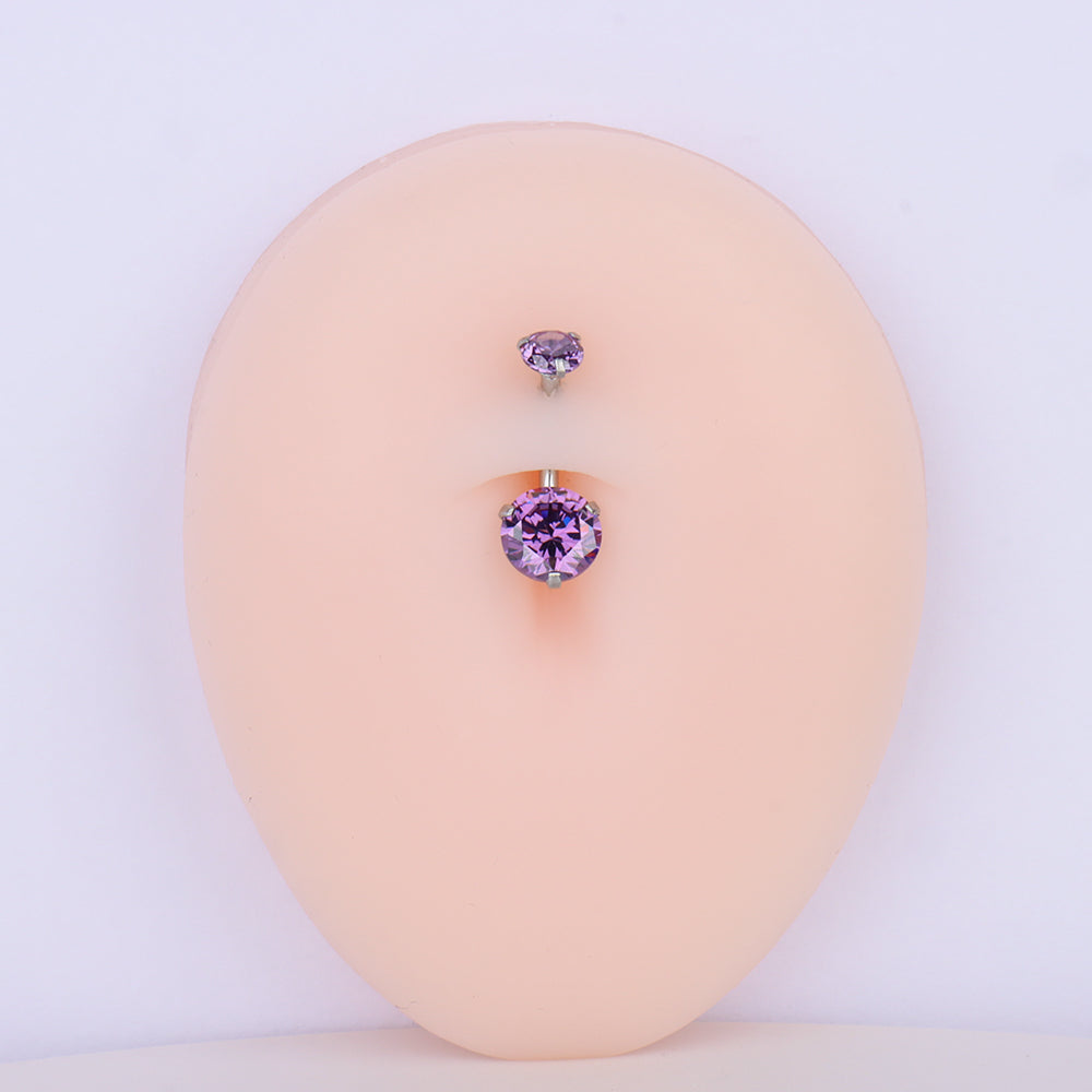 Charm Purple Gem Belly Ring - Stainless Steel - Navel - Oumo Jewelry