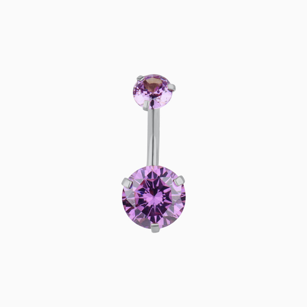 Charm Purple Gem Belly Ring - Stainless Steel - Navel - Oumo Jewelry