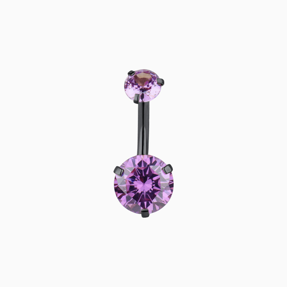 Charm Purple Gem Belly Ring - Stainless Steel - Navel - Oumo Jewelry