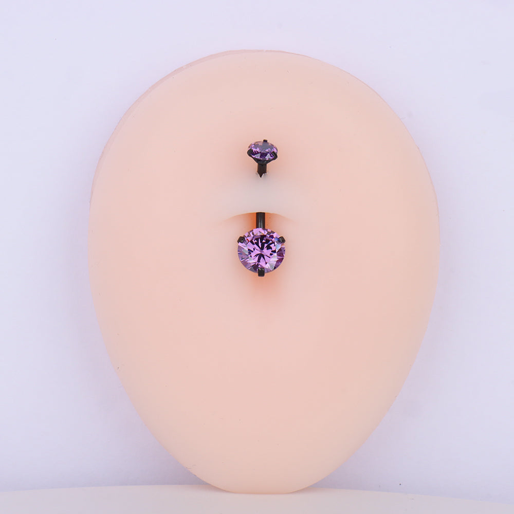 Charm Purple Gem Belly Ring - Stainless Steel - Navel - Oumo Jewelry