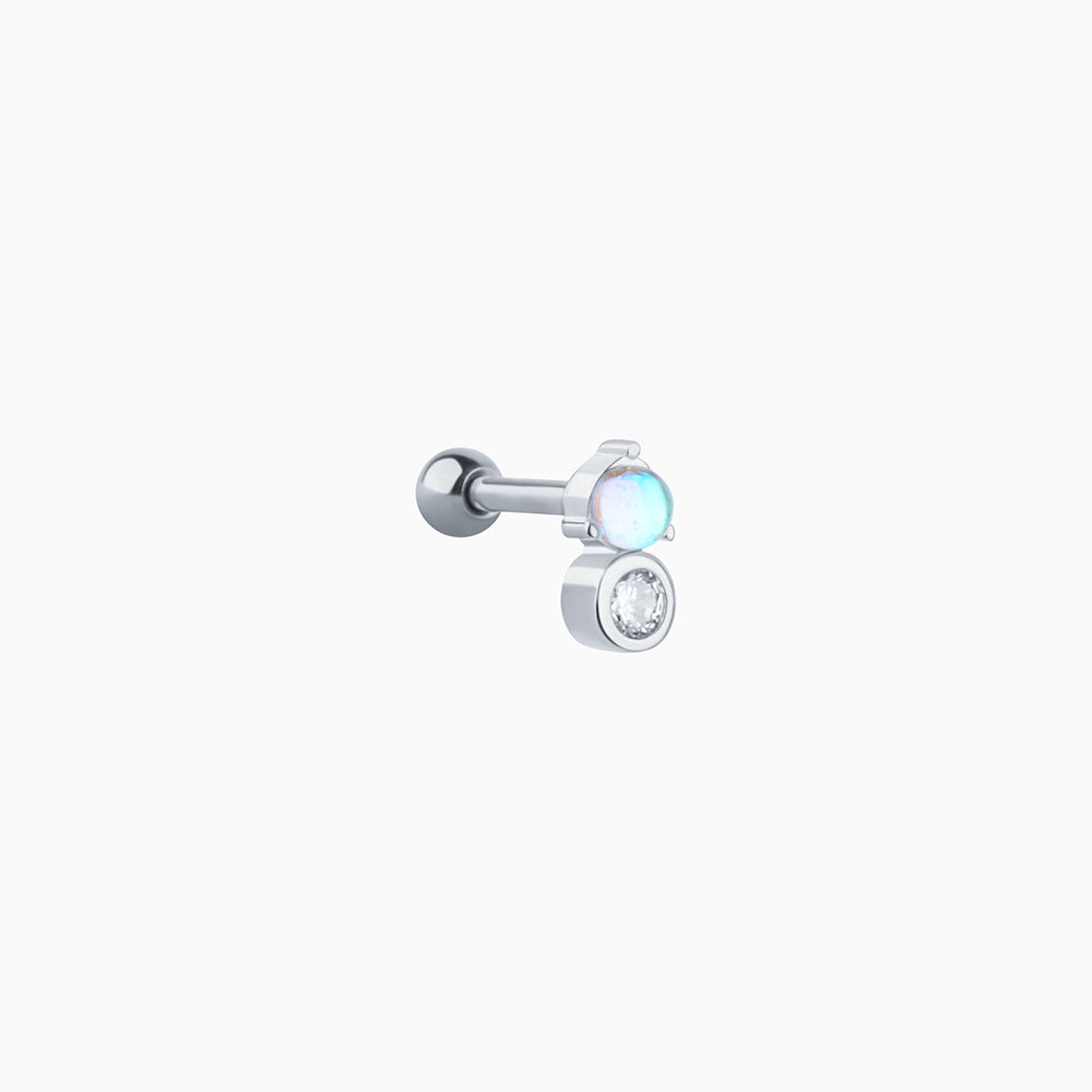 Charming Glass Stone Stud - Stainless Steel - Upper Lobe, Helix, Flat - Oumo Jewelry