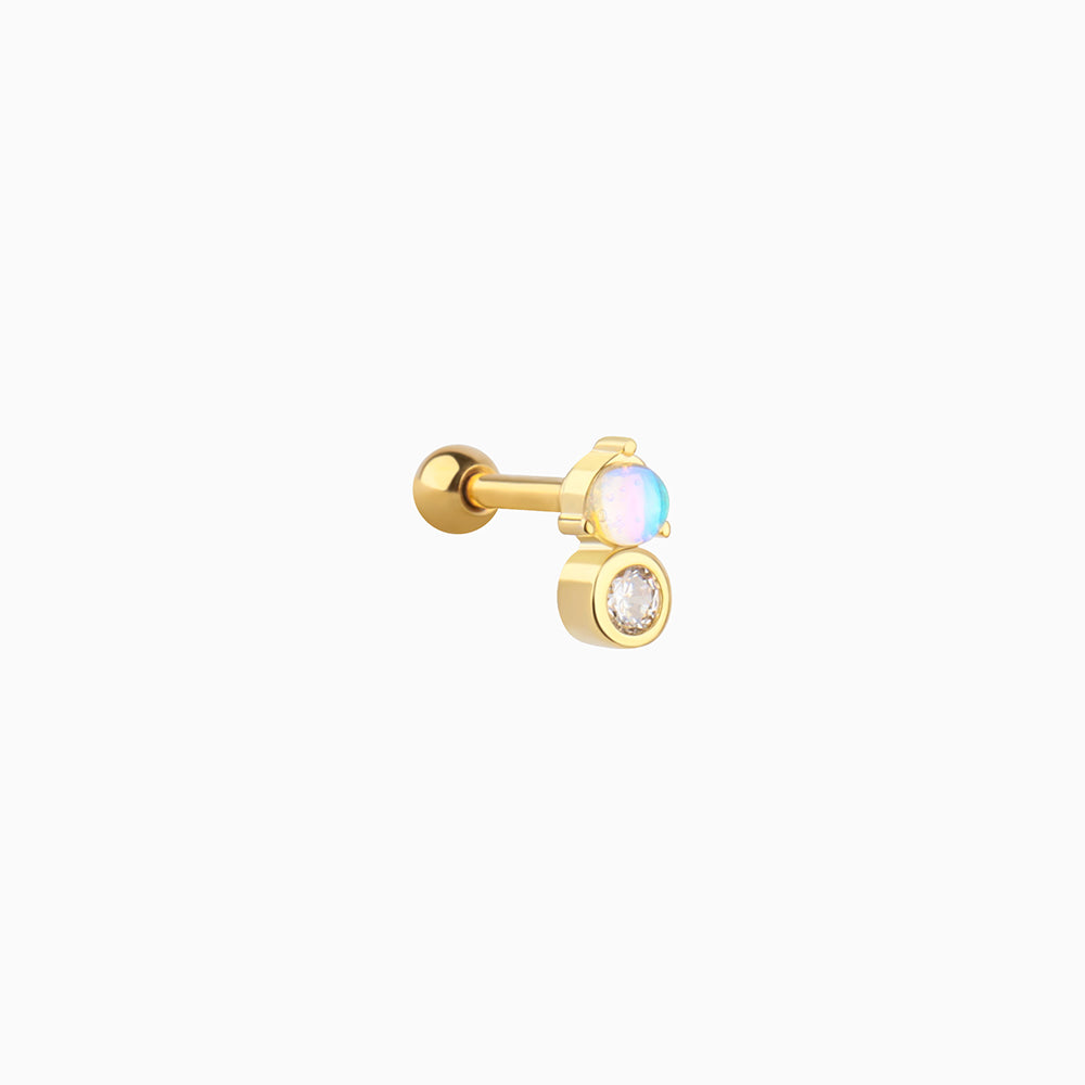 Charming Glass Stone Stud - Stainless Steel - Upper Lobe, Helix, Flat - Oumo Jewelry