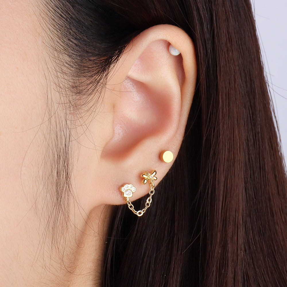 Claws Chain Earring - Stainless Steel - Upper Lobe - Oumo Jewelry