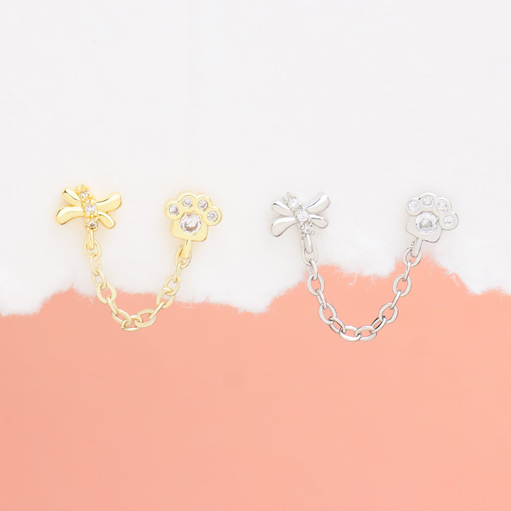 Claws Chain Earring - Stainless Steel - Upper Lobe - Oumo Jewelry