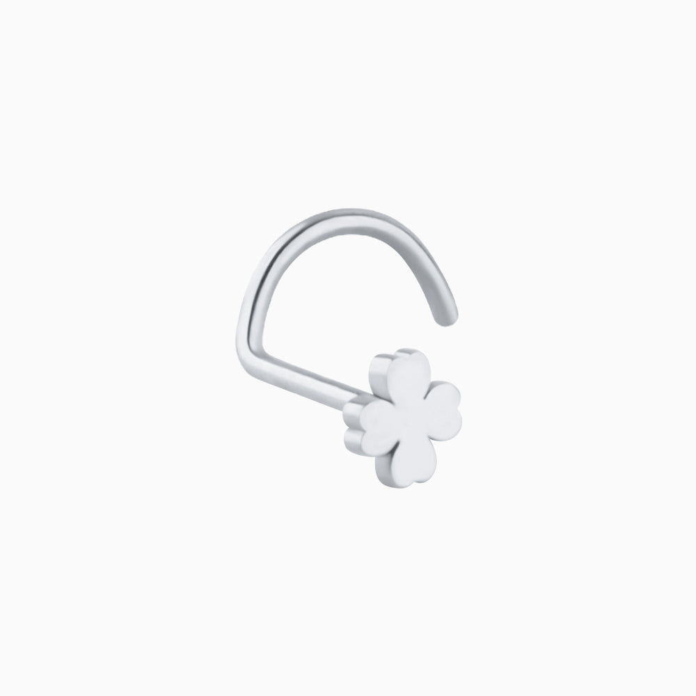 Clover Corkscrew Nose Ring - Stainless Steel - Nostril - Oumo Jewelry