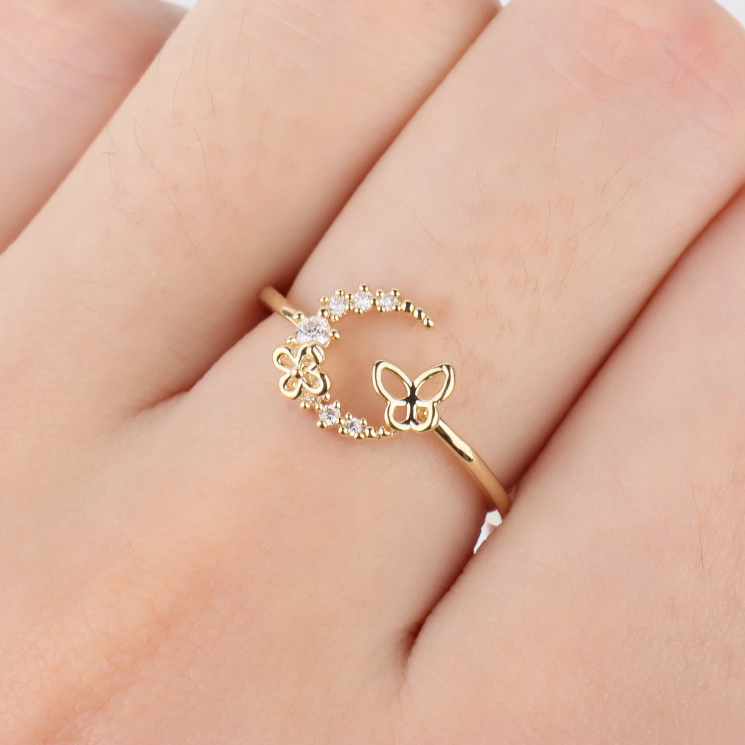 Crescent Butterfly Ring - OhmoJewelry