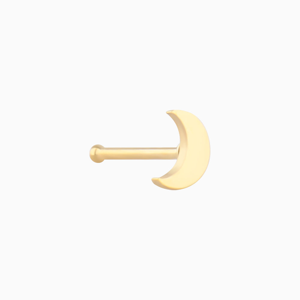Crescent Moon Nose Stud - Stainless Steel - Nostril - Oumo Jewelry