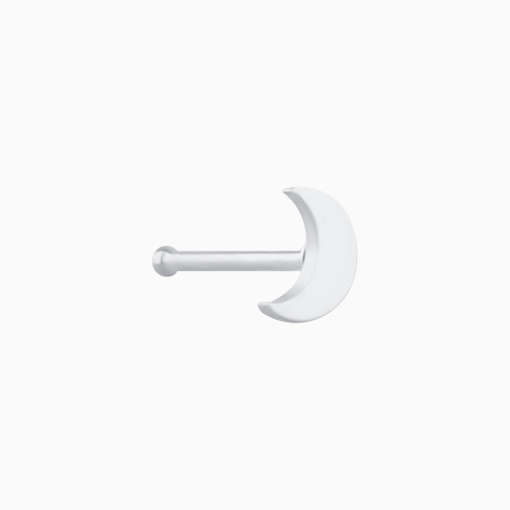 Crescent Moon Nose Stud - Stainless Steel - Nostril - Oumo Jewelry