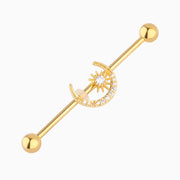 Crescent Star Industrial Barbell - Stainless Steel - Industrial - Oumo Jewelry