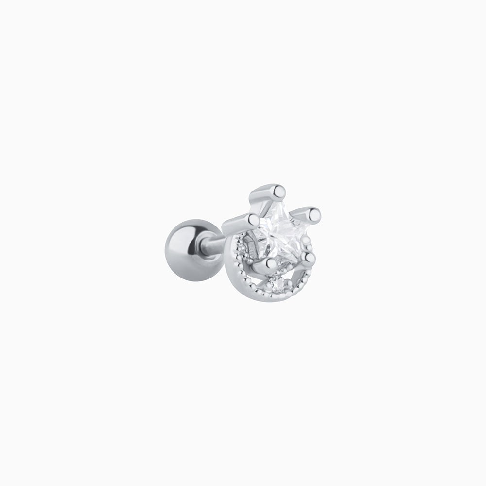 Crescent Star Stud - Stainless Steel - Upper Lobe, Helix - Oumo Jewelry