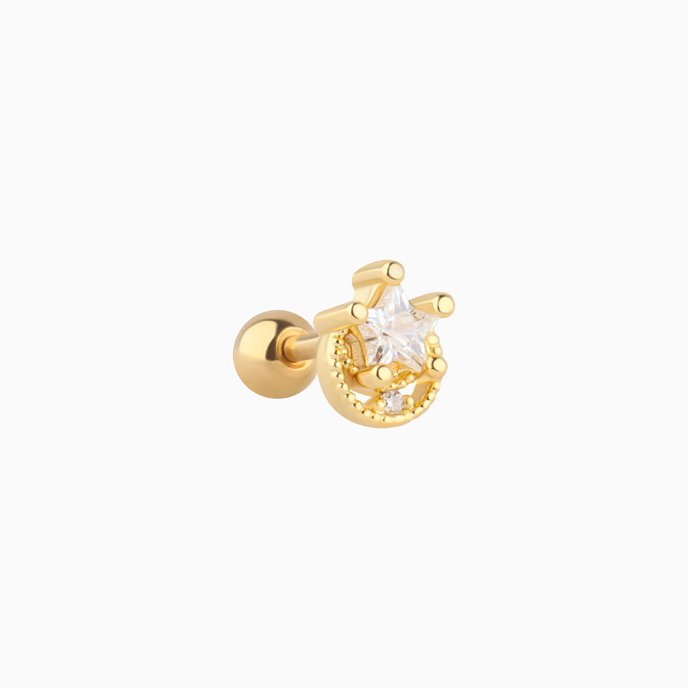 Crescent Star Stud - Stainless Steel - Upper Lobe, Helix - Oumo Jewelry