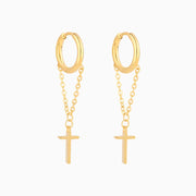 Cross Chain Earrings - Stainless Steel - Oumo Jewelry