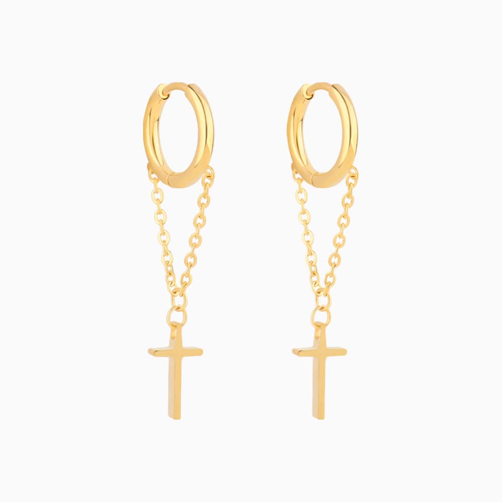 Cross Chain Earrings - Stainless Steel - Oumo Jewelry