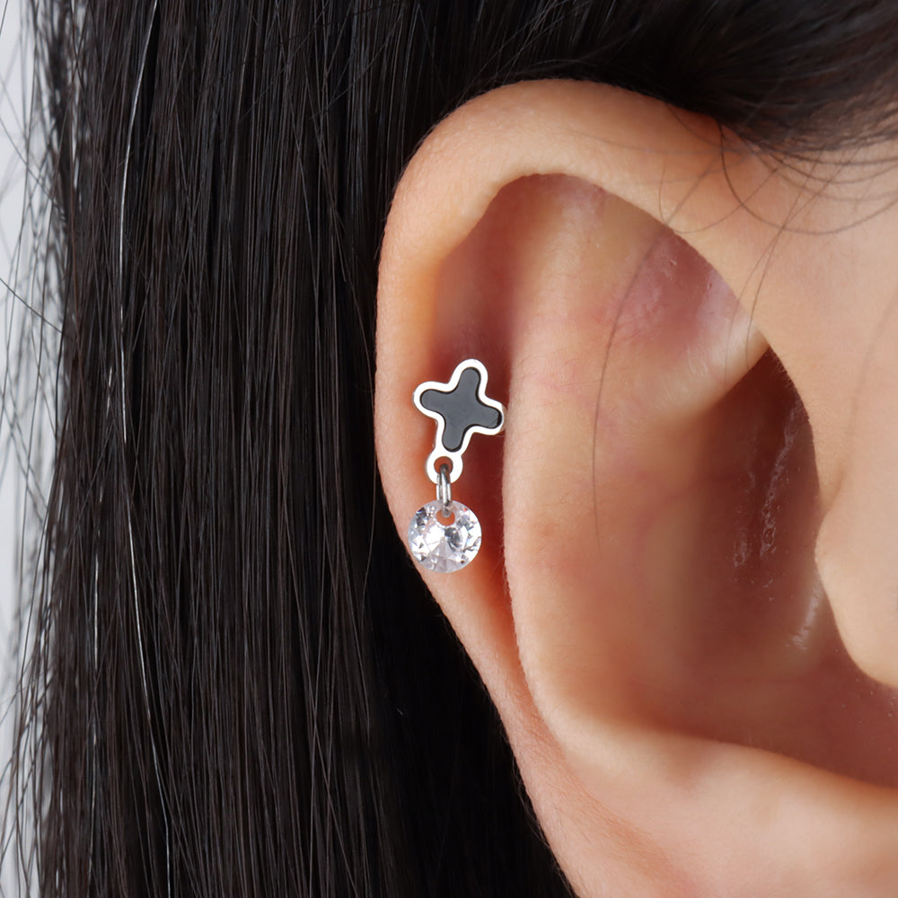 Cross Drop Stud - OhmoJewelry